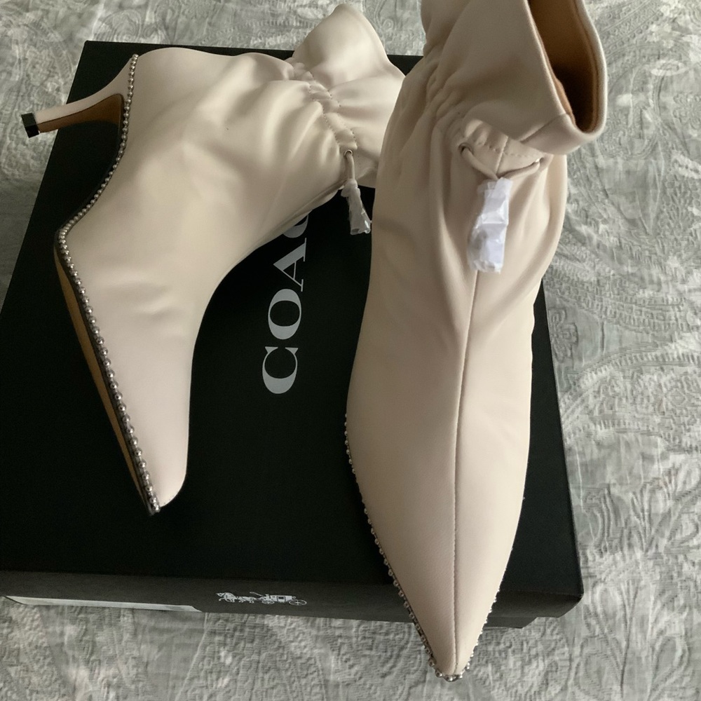 Coach Leather Ivory Booties